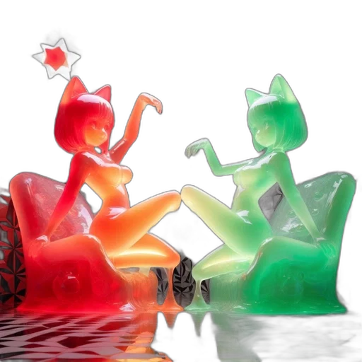 furniture, bottle, 3d render, concept art, photorealistic, underwater, colorful, neon transparent PNG cut-out