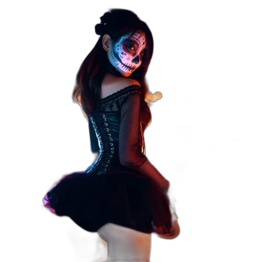 dress, mask, robot, creature, 3d render, concept art, cyberpunk, pixel art transparent PNG cut-out