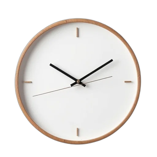 3d render, modern, wall, clock, white, face, black, hands transparent PNG cut-out