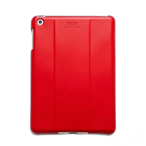 red, leather, ipad, case, black, logo, top, left transparent PNG cut-out