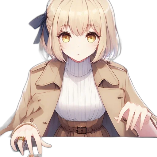 staff, jacket, creature, face, anime, pixel art, concept art, cartoon transparent PNG cut-out