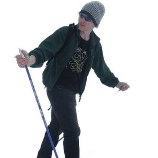 staff, jacket, sword, 3d render, photorealistic, person, skiing, snow transparent PNG cut-out