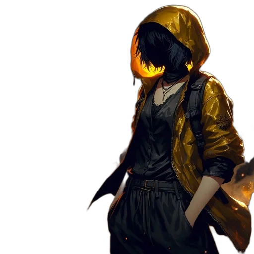 jacket, mask, hat, face, concept art, cyberpunk, fantasy art, anime transparent PNG cut-out