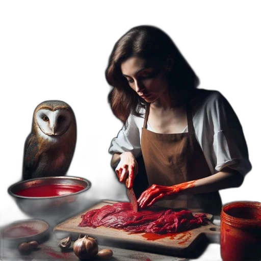 food, oil painting, photorealistic, concept art, fantasy art, fire, red, dimly transparent PNG cut-out