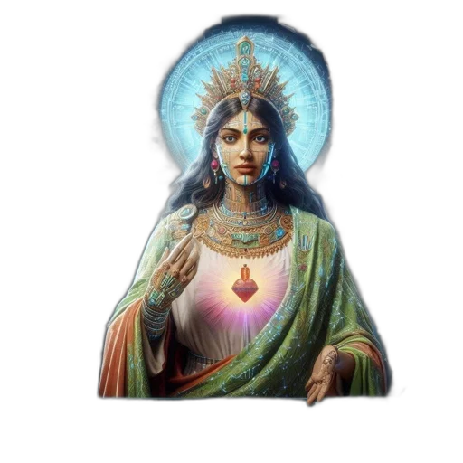jewelry, crown, staff, dress, fantasy art, 3d render, photorealistic, oil painting transparent PNG cut-out