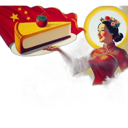 crown, woman, traditional, chinese, clothing, holds, cheesecake, bustling transparent PNG cut-out