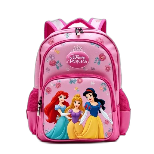 pink, disney, princess, backpack, design, featuring, ariel, belle transparent PNG cut-out