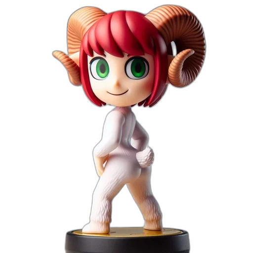 staff, 3d render, concept art, chibi-style, figurine, goat-like, horns, vibrant transparent PNG cut-out