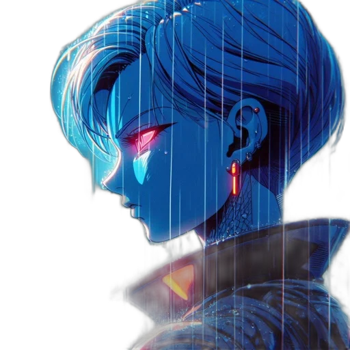 face, mask, robot, crown, vaporwave, cyberpunk, anime, comic book art transparent PNG cut-out