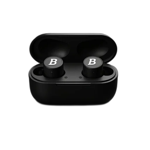 pair, black, wireless, earbuds, white, logo, earbud, casing transparent PNG cut-out
