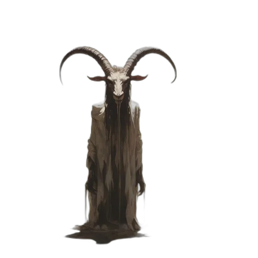 creature, staff, mask, animal, concept art, fantasy art, 3d render, dark transparent PNG cut-out