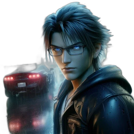 jacket, robot, face, cyberpunk, concept art, fantasy art, photorealistic, blue transparent PNG cut-out