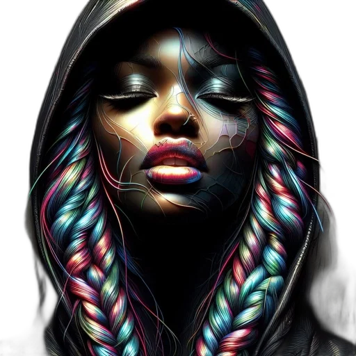 face, hair, mask, jacket, cyberpunk, fantasy art, photorealistic, comic book art transparent PNG cut-out