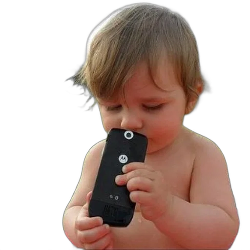 weapon, baby, holds, motorola, phone, grassy, park, setting transparent PNG cut-out
