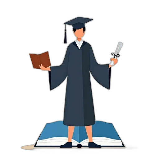 staff, 3d render, stylized, illustration, person, graduation, cap, gown transparent PNG cut-out