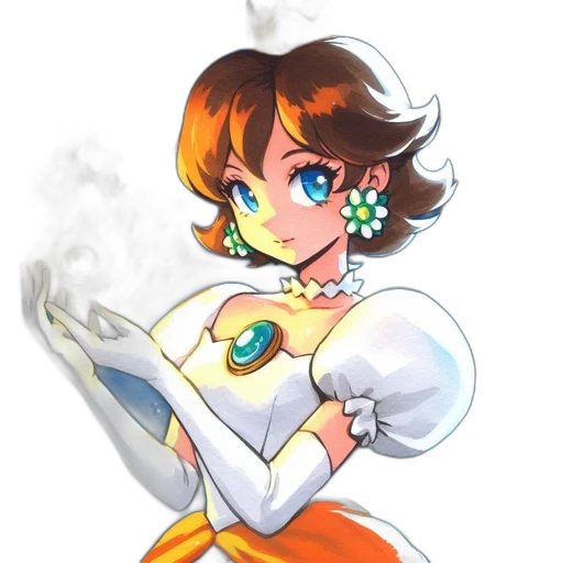 dress, staff, crown, flower, concept art, pixel art, fantasy art, anime transparent PNG cut-out