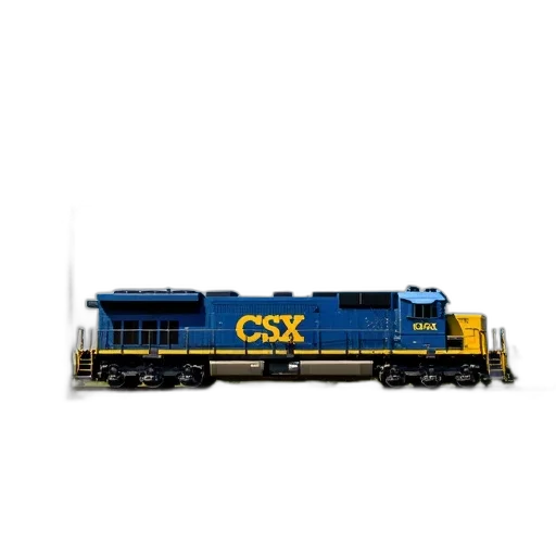 3d render, blue, yellow, train, letters, csx, side, traveling transparent PNG cut-out