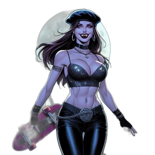 comic book art, concept art, fantasy art, cartoon, dark, woman, hair, gothic transparent PNG cut-out
