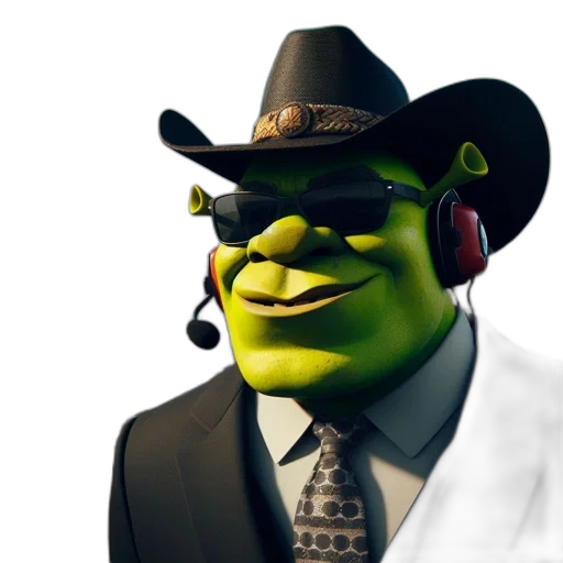 hat, staff, face, concept art, 3d render, photorealistic, cartoon, shrek transparent PNG cut-out
