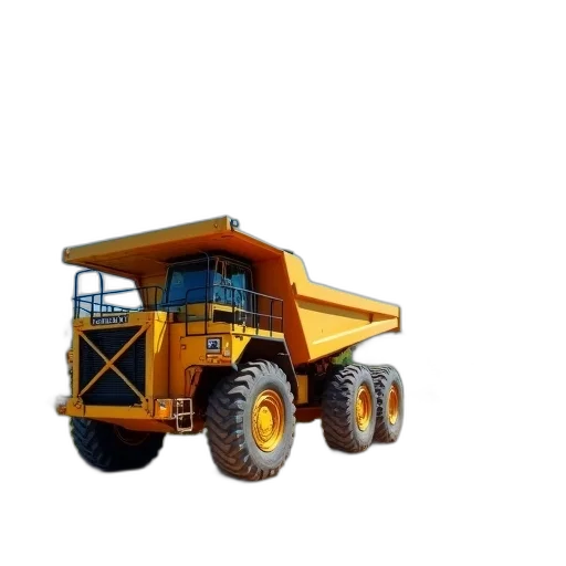 weapon, robot, 3d render, photorealistic, large, yellow, dump, truck transparent PNG cut-out