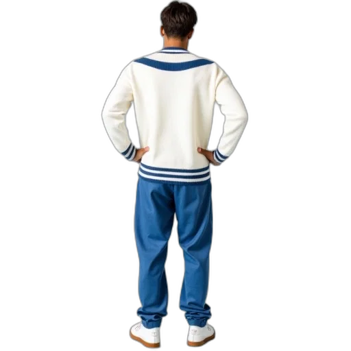 jacket, staff, 3d render, concept art, blue, person, standing, their transparent PNG cut-out