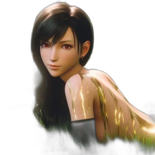 face, dress, hair, fantasy art, concept art, photorealistic, anime, golden transparent PNG cut-out
