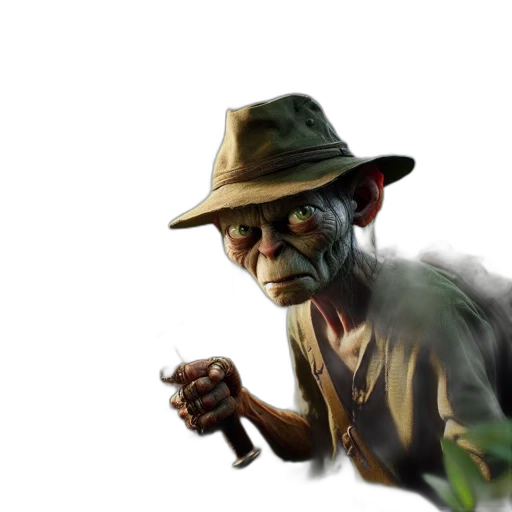 staff, hat, face, creature, concept art, photorealistic, 3d render, watercolor transparent PNG cut-out