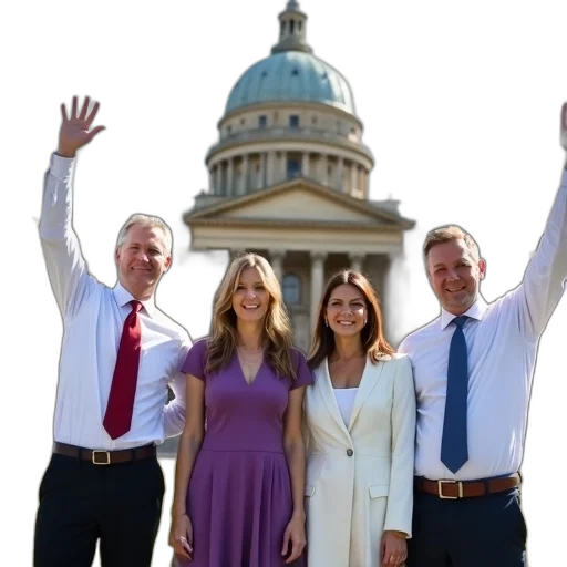staff, first, image, shows, group, four, people, standing transparent PNG cut-out