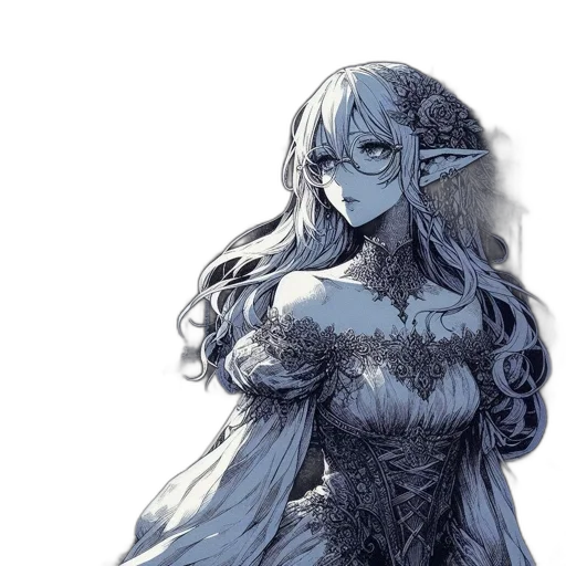 dress, crown, mask, staff, fantasy art, concept art, anime, pixel art transparent PNG cut-out