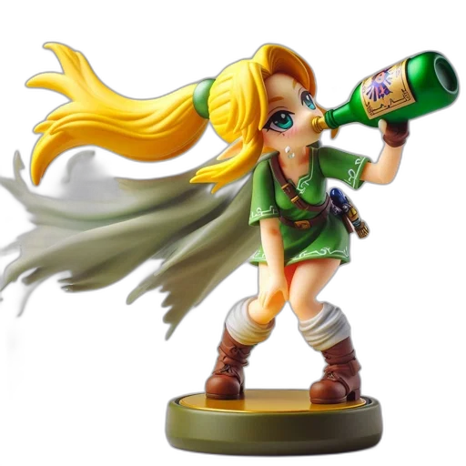 bottle, concept art, 3d render, figurine, shows, woman, long, blond transparent PNG cut-out