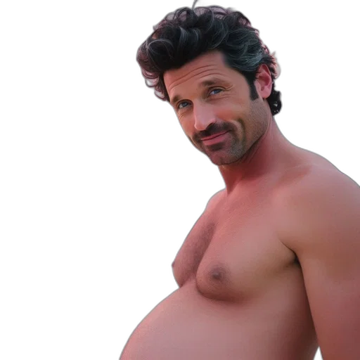 man, curly, dark, hair, stands, shirtless, beach, dawn transparent PNG cut-out