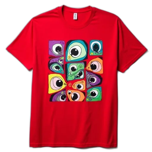 face, dress, 3d render, red, colorful, t-shirt, cartoonish, design transparent PNG cut-out