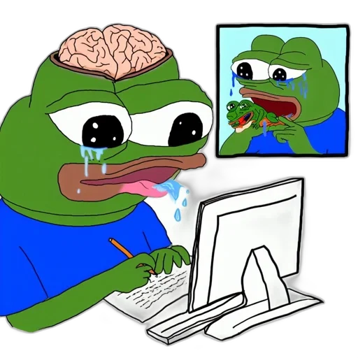 face, robot, anthropomorphic, frog, character, weeps, while, contemplating transparent PNG cut-out
