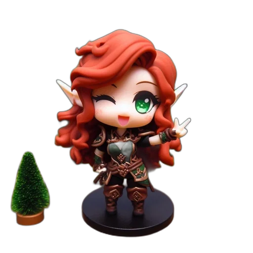 concept art, 3d render, fantasy art, animated, character, figurine, stands, woodland transparent PNG cut-out