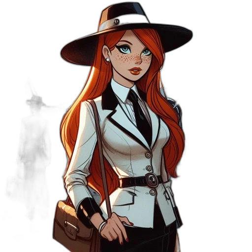 staff, jacket, hat, concept art, cartoon, comic book art, fantasy art, monochrome transparent PNG cut-out