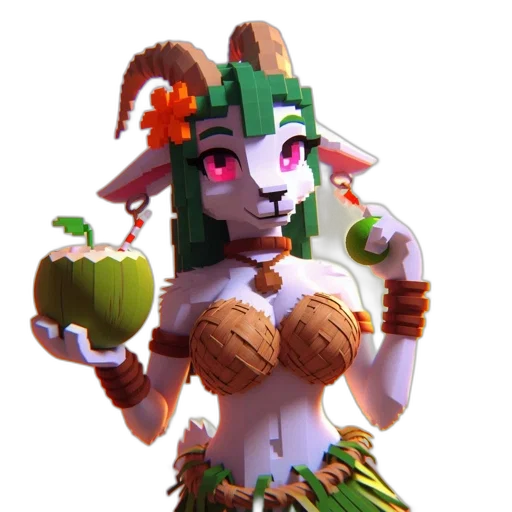 food, concept art, fantasy art, 3d render, pixel art, colorful, goat-headed, character transparent PNG cut-out