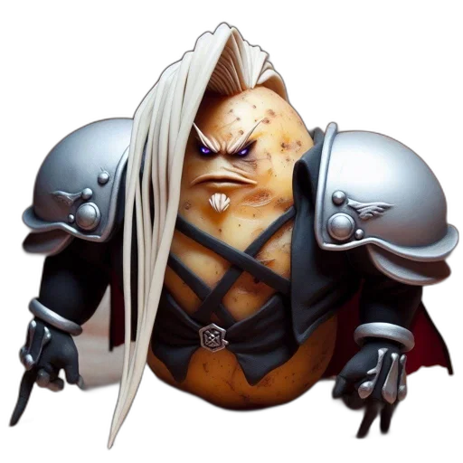 staff, face, concept art, fantasy art, 3d render, pixel art, potato, crafted transparent PNG cut-out