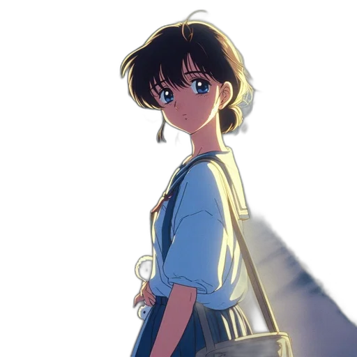 dress, jacket, staff, anime, vaporwave, concept art, cartoon, sunset transparent PNG cut-out