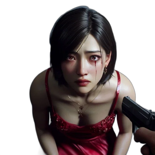 face, weapon, dress, photorealistic, concept art, 3d render, fantasy art, red transparent PNG cut-out