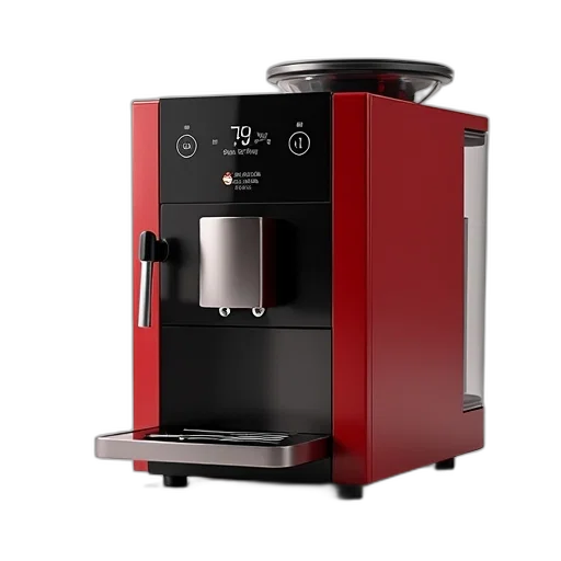 3d render, red, black, modern, coffee, machine, digital, display transparent PNG cut-out