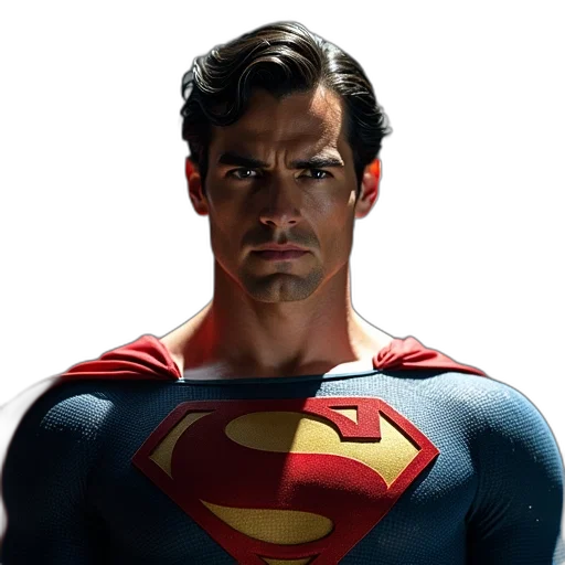 face, comic book art, concept art, photorealistic, 3d render, superman, motion, picture transparent PNG cut-out