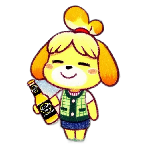 bottle, dress, food, staff, pixel art, cartoon, vaporwave, anime transparent PNG cut-out