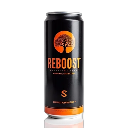 bottle, can, energy, drink, black, orange, label, featuring transparent PNG cut-out