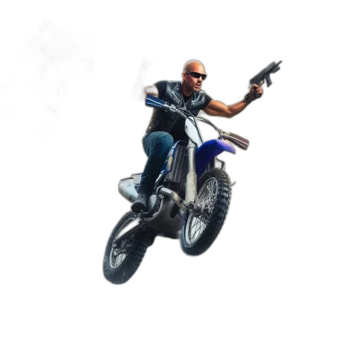 weapon, car, animal, jacket, concept art, pixel art, 3d render, photorealistic transparent PNG cut-out