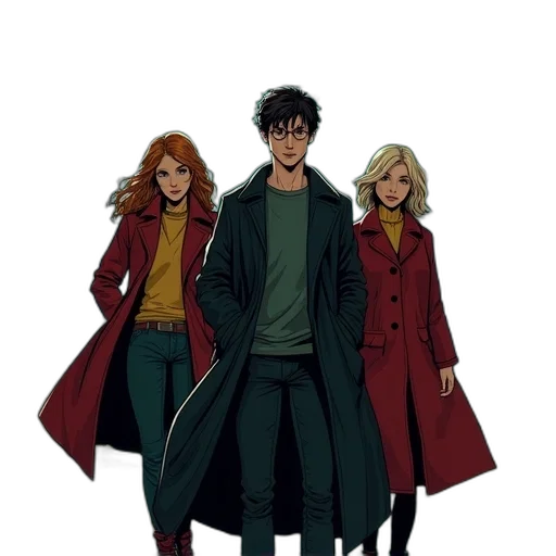 jacket, staff, concept art, comic book art transparent PNG cut-out