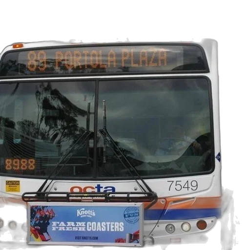 3d render, photorealistic, concept art, bus, destination, portola, plaza, front transparent PNG cut-out