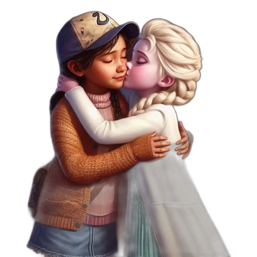 concept art, pixel art, watercolor, photorealistic, snow, two, animated, characters transparent PNG cut-out