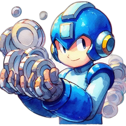 robot, weapon, staff, pixel art, concept art, watercolor, anime, outer space transparent PNG cut-out