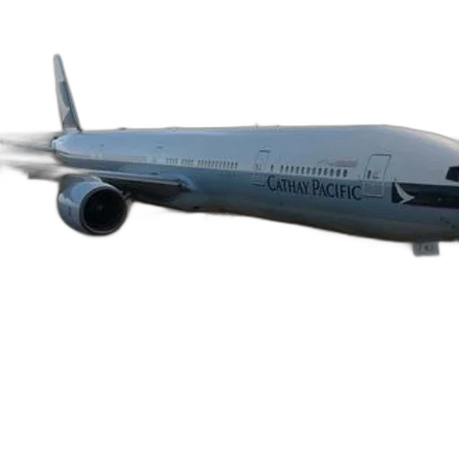3d render, photorealistic, concept art, cathay, pacific, airplane, parked, tarmac transparent PNG cut-out