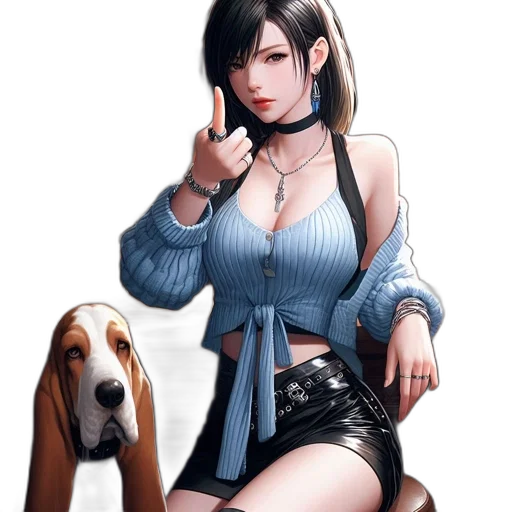 animal, dress, fantasy art, concept art, anime, cyberpunk, blue, monochrome transparent PNG cut-out